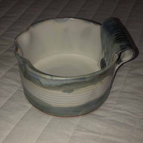 Vintage Blue Gray Handmade Stone Decorative Dish Vase Planter - Picture 1 of 7